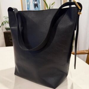 Elegant Black Leather Tote Bag